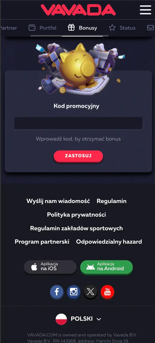 Kod promocyjny Vavada i aktywacja bonusu Pole kodu promocyjnego w polskim panelu Vavada